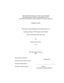 The Mediating Role of God Attachment Between Religiosity and Spirituality and Psychological Adjustment in Young Adults