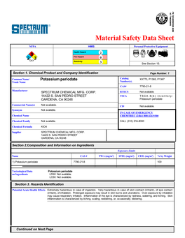 Material Safety Data Sheet