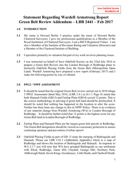 Statement Regarding Wardell Armstrong Report Green Belt Review Addendum – LBR 2441 – Feb 2017