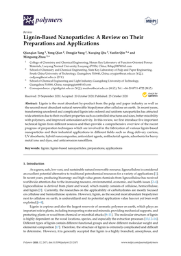 Lignin-Based Nanoparticles: a Review on Their Preparations and Applications