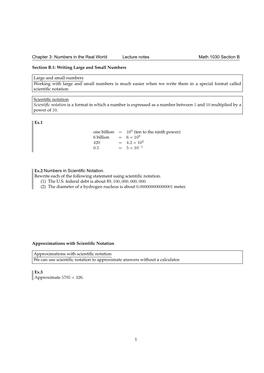 Chapter 3: Numbers in the Real World Lecture Notes Math 1030 Section B