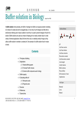 Buffer Solution Adapted from WIKI