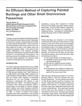 An Efficient Method of Capturing Painted Buntings and Other Small Granivorous Passerines