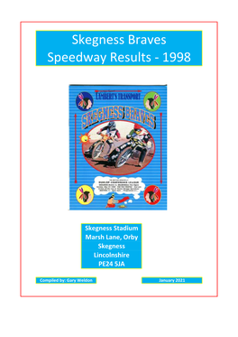 Skegness Braves Speedway Results - 1998