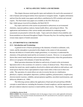 Chapter 4. METAL-SPECIFIC TOPICS and METHODS