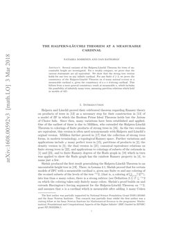 Arxiv:1608.00592V3 [Math.LO] 3 Mar 2018 Ria Eso.Mlie Ute Rvdi 1]Ta H Olcino S of Furthe Collection Space