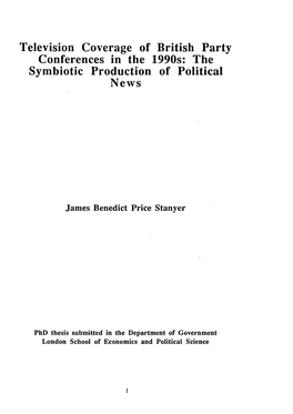 Television Coverage of British Party Conferences in the 1990S: the Symbiotic Production of Political News