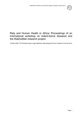 Rats and Human Health in Africa: Proceedings of an International Workshop on Rodent-Borne Diseases and the Ratzooman Research Project