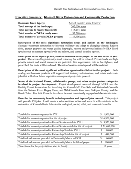 Klamath River Restoration and Community Protection CFLRP Proposal (The Klamath Proposal) Is Located in the Klamath River Basin