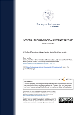 SCOTTISH ARCHAEOLOGICAL INTERNET REPORTS E-ISSN: 2056-7421