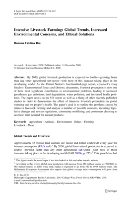 Intensive Livestock Farming: Global Trends, Increased Environmental Concerns, and Ethical Solutions