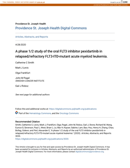 A Phase 1/2 Study of the Oral FLT3 Inhibitor Pexidartinib in Relapsed/Refractory FLT3-ITD-Mutant Acute Myeloid Leukemia