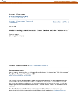 Understanding the Holocaust: Ernest Becker and the 