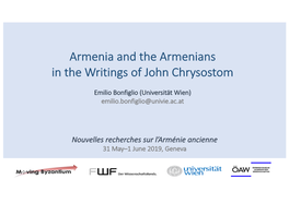 Armenia and the Armenians in the Writings of John Chrysostom