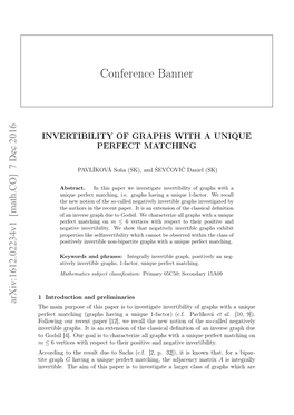 Invertibility of Graphs with a Unique Perfect Matching