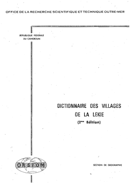Dictionnaire Des Villages De La Lekié