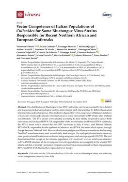 Vector Competence of Italian Populations of Culicoides for Some Bluetongue Virus Strains Responsible for Recent Northern African and European Outbreaks