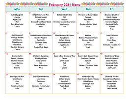 February 2021 Menu Mon Tue Wed Thu Fri