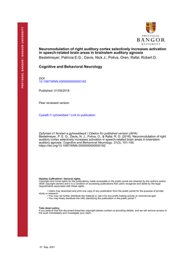 2018 Neuromodulation of Right Auditory Cortex