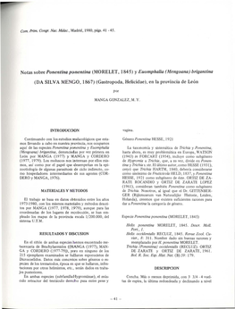 Notas Sobre Ponentina Ponentina (MORELET, 1845) Y Euomphalia ( Mengoana) Brigantina