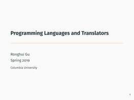 Programming Languages and Translators