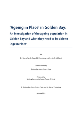 (2012) Ageing in Place in Golden