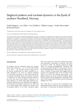 Deglacial Patterns and Ice-Sheet Dynamics in the Fjords of Southern Nordland, Norway