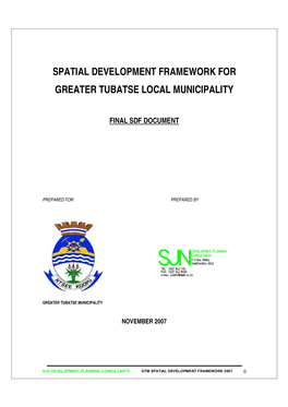 Spatial Development Framework for Greater Tubatse Local Municipality Final Sdf Document