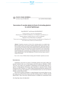 Succession of Vascular Plants in Front of Retreating Glaciers in Central Spitsbergen