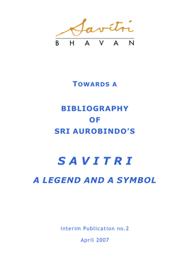 Towards a Bibliography of Sri Aurobindo's