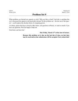 Problem Set 9