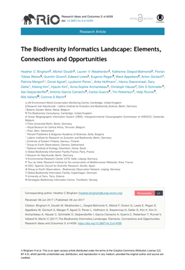 The Biodiversity Informatics Landscape: Elements, Connections and Opportunities