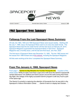 1968 Spaceport News Summary