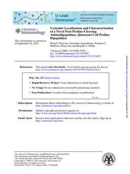 Dipeptidase Aminodipeptidase, Quiescent Cell Proline of a Novel