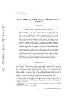 Arxiv:2008.10398V1 [Math.NT] 24 Aug 2020 Children He Has