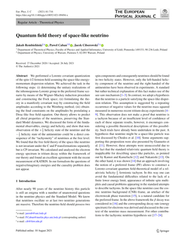 Quantum Field Theory of Space-Like Neutrino