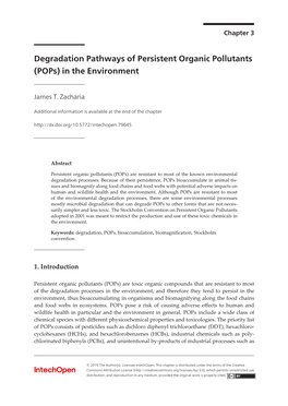 Degradation Pathways of Persistent Organic Pollutants (Pops) in the Environment