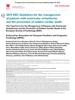 2015 ESC Guidelines for the Management of Patients With