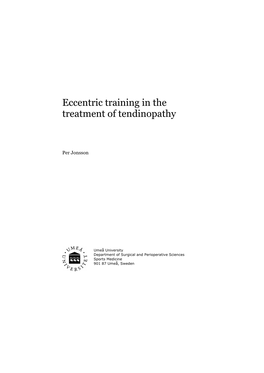 Eccentric Training in the Treatment of Tendinopathy