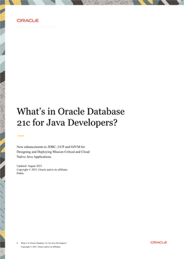 What's in Oracle Database 21C for Java Developers?