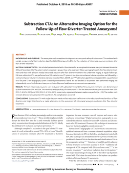 Subtraction CTA: an Alternative Imaging Option for the Follow-Up of Flow-Diverter-Treated Aneurysms?