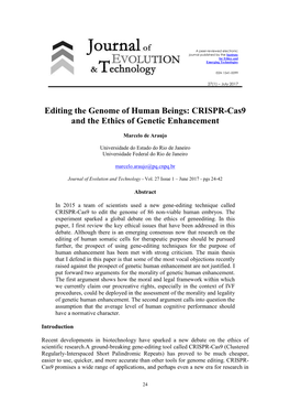 CRISPR-Cas9 and the Ethics of Genetic Enhancement