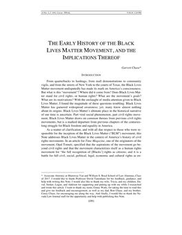 The Early History of the Black Lives Matter Movement, and the Implications Thereof