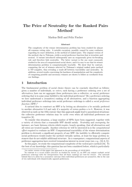 The Price of Neutrality for the Ranked Pairs Method∗