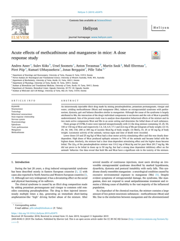 Acute Effects of Methcathinone and Manganese in Mice: a Dose Response Study