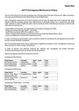 Appendix4 A4174 Carriageway Maintenance History