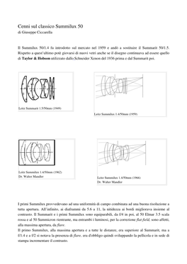 Il Summilux 50/1.4 Fu Introdotto Sul Mercato Nel 1959 E Andò a Sostituire Il Summarit 50/1.5