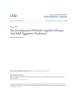 The Development of Hostile Cognitive Schemas and Adult Aggressive Tendencies