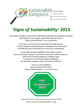 “Signs of Sustainability” 2013
