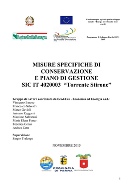 Piano Di Gestione SIC 4020003 “Torrente Stirone”